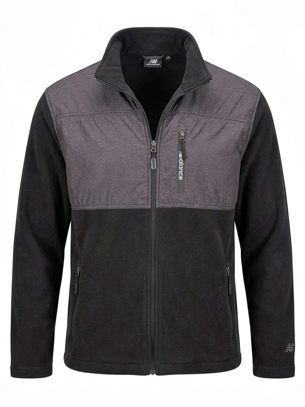 New Balance Men's Full-Zip Contrast Fleece Jacket Black & Gray Large